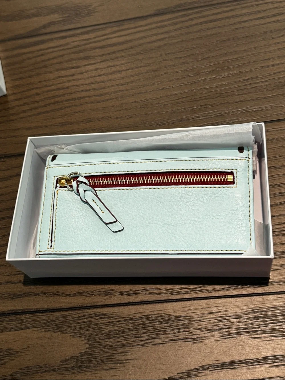 Dooney & Bourke Pale Blue Card & Key Holder with Contrast Stitching Wallet